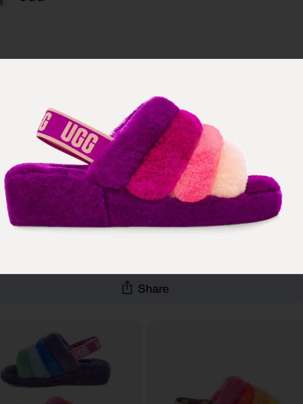 UGG FLUFF YEAH SLIDE SLIPPERS PURPLE PINK EXCELLENT CONDITION SIZE 8